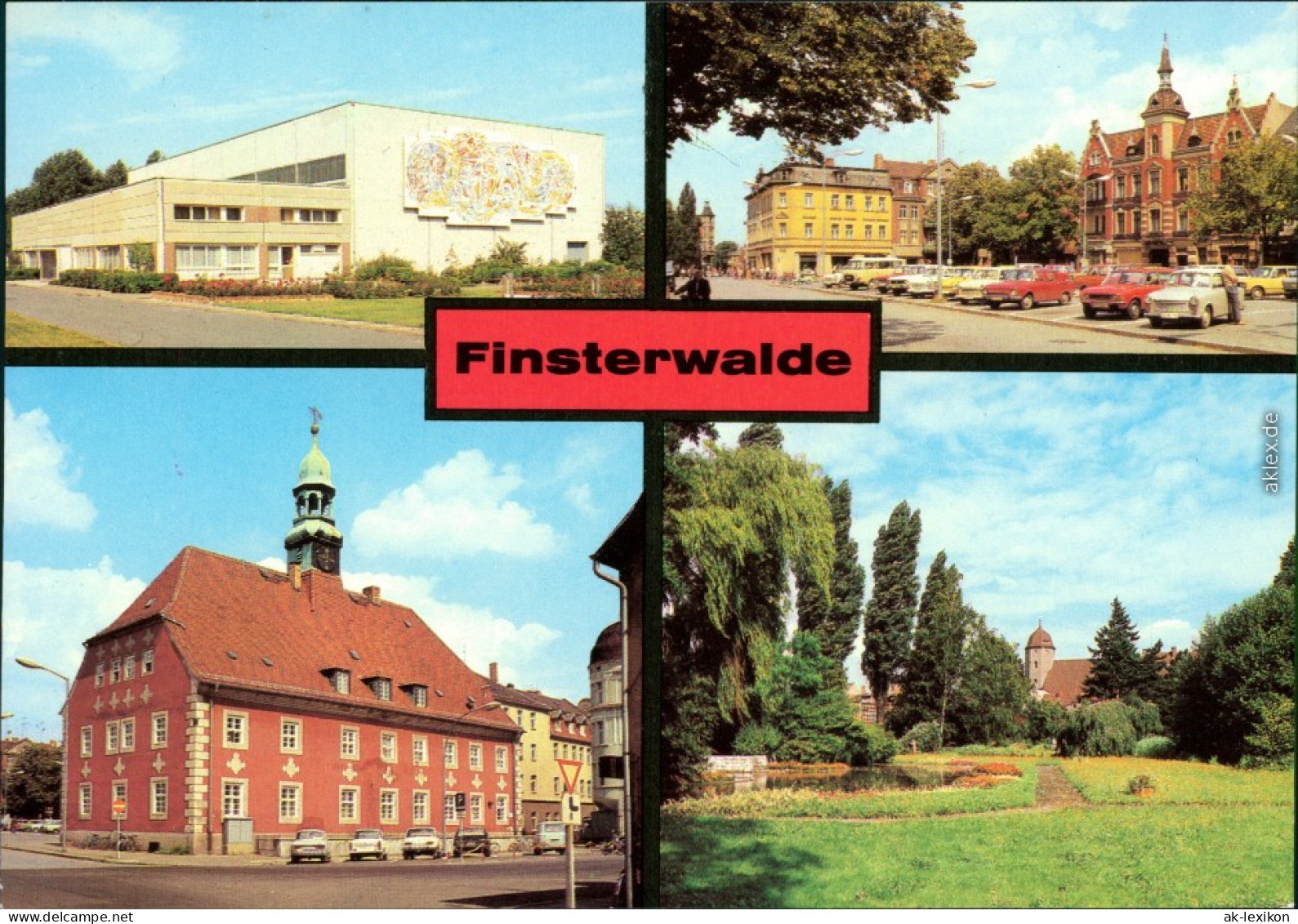 Finsterwalde Grabin Sporthalle, Marktplatz, Kreiskulturhaus, Schlosspark 1981 - Finsterwalde