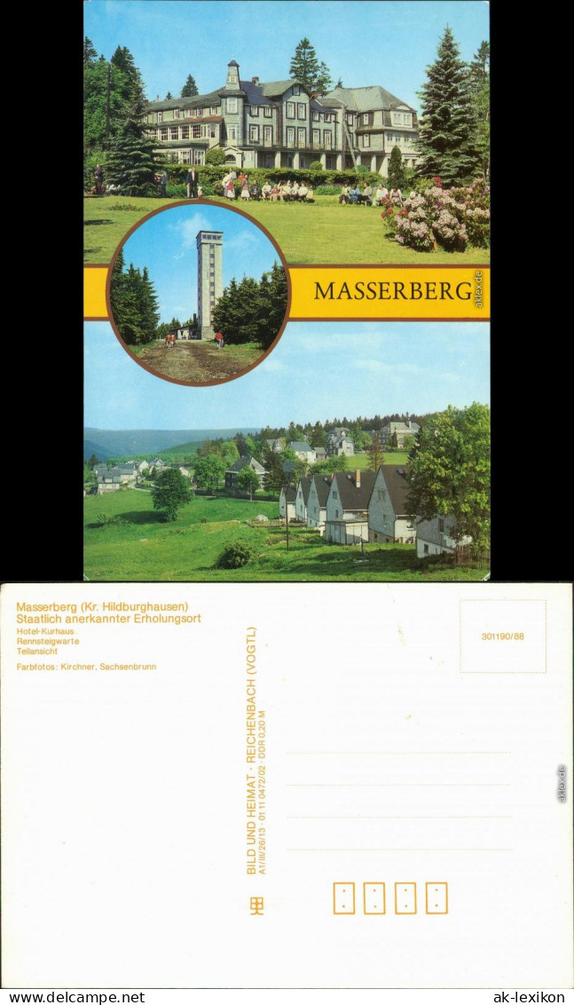 Masserberg Panorama-Ansicht, Hotel-Kurhaus,  Rennsteigwarte-Hartungsklause 1988 - Masserberg