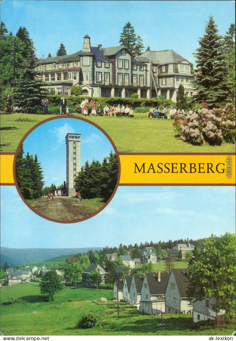 Masserberg Panorama-Ansicht, Hotel-Kurhaus,  Rennsteigwarte-Hartungsklause 1988 - Masserberg