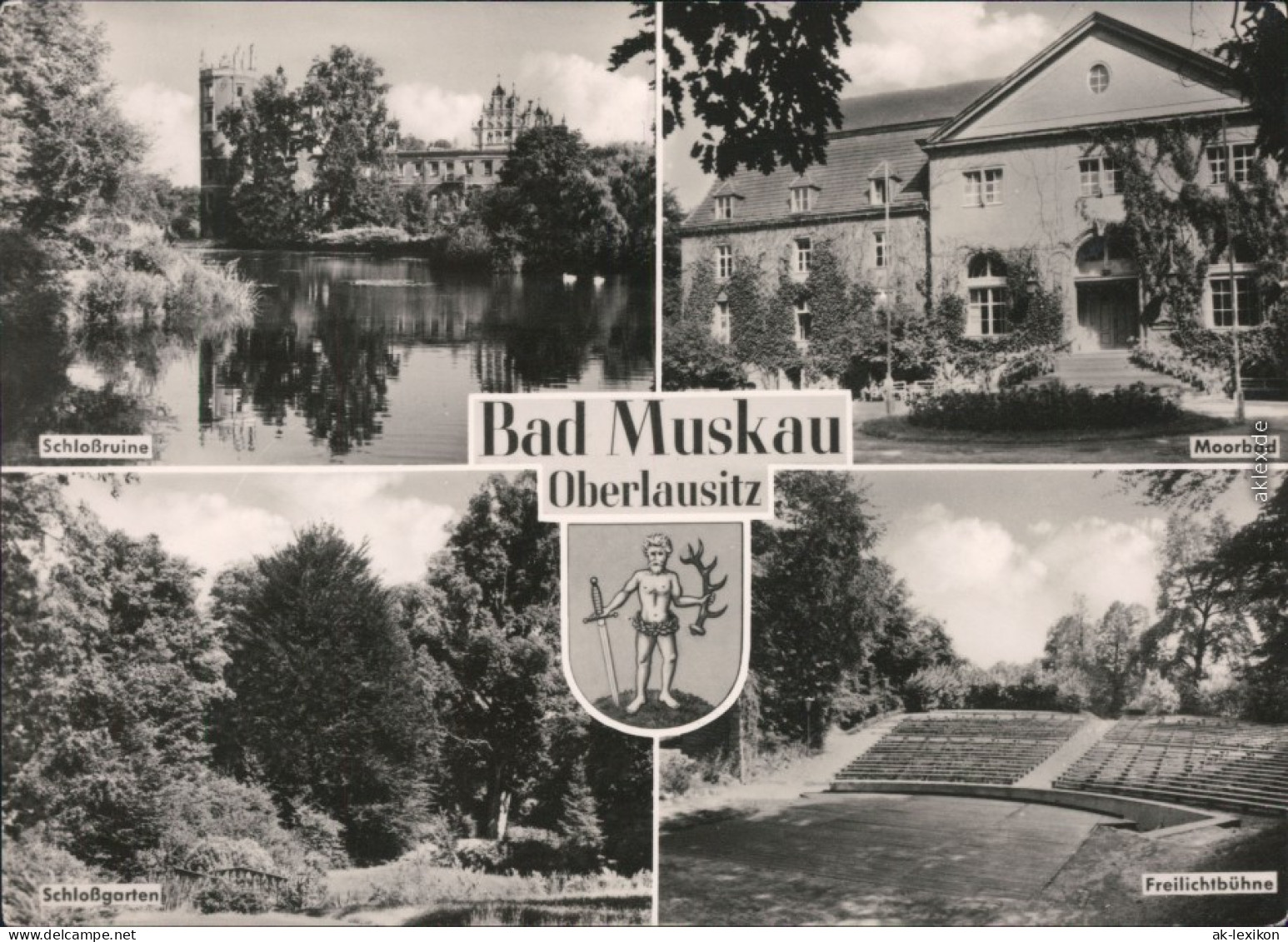 Bad Muskau Mužakow Schlossruine, Moorbad, Schlossgarten, Freilichtbühne 1967 - Bad Muskau