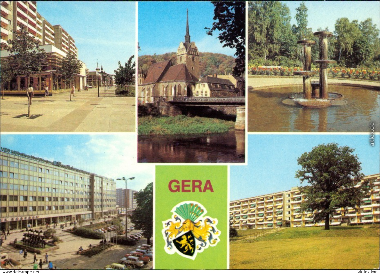 Gera Breitscheid-Straße Schoderbrunnen Puschkinplatz Grüner Weg 1982 - Gera