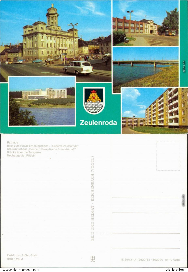 Zeulenroda-Zeulenroda-Triebes Rathaus, Seglerhafen, Kreiskulturhaus    1982 - Zeulenroda