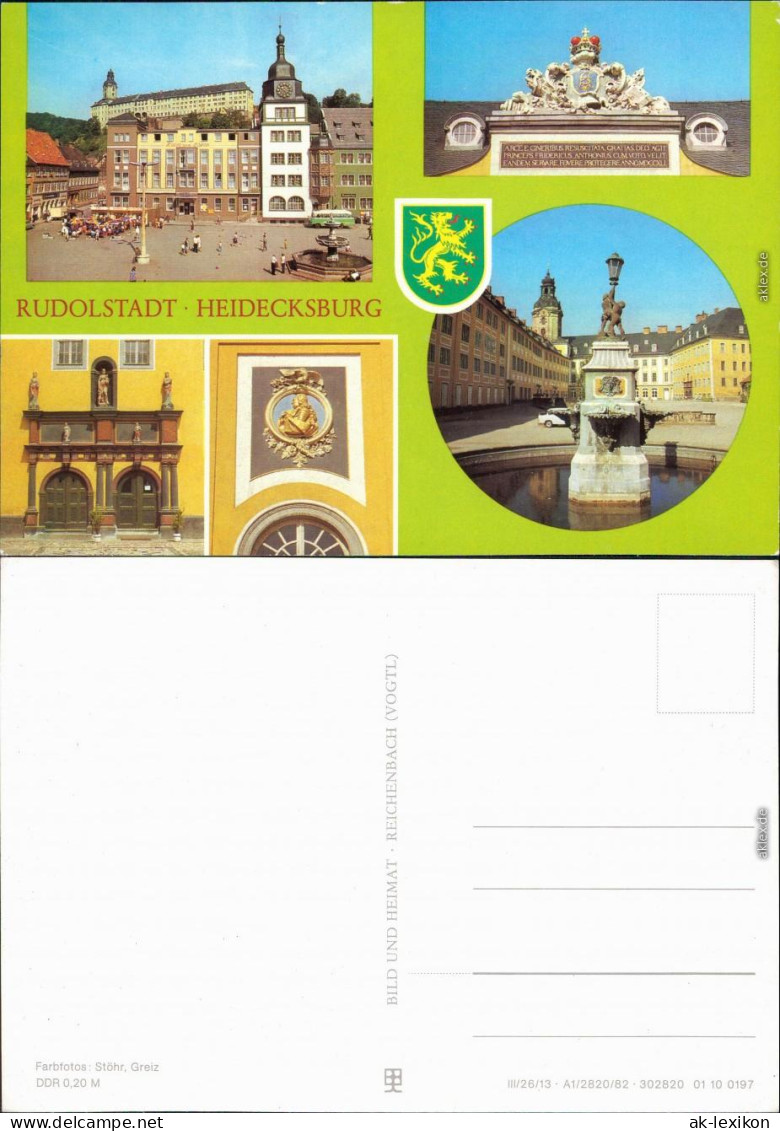 Ansichtskarte Rudolstadt Schloss Heidecksburg Mit Markt Und Brunnen 1982 - Rudolstadt