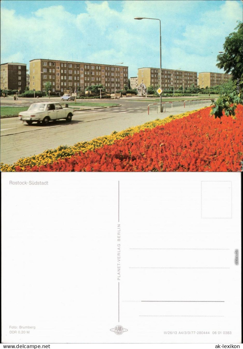 Ansichtskarte Südstadt-Rostock Altbauhäuser, Blumenbeet 1977 - Rostock