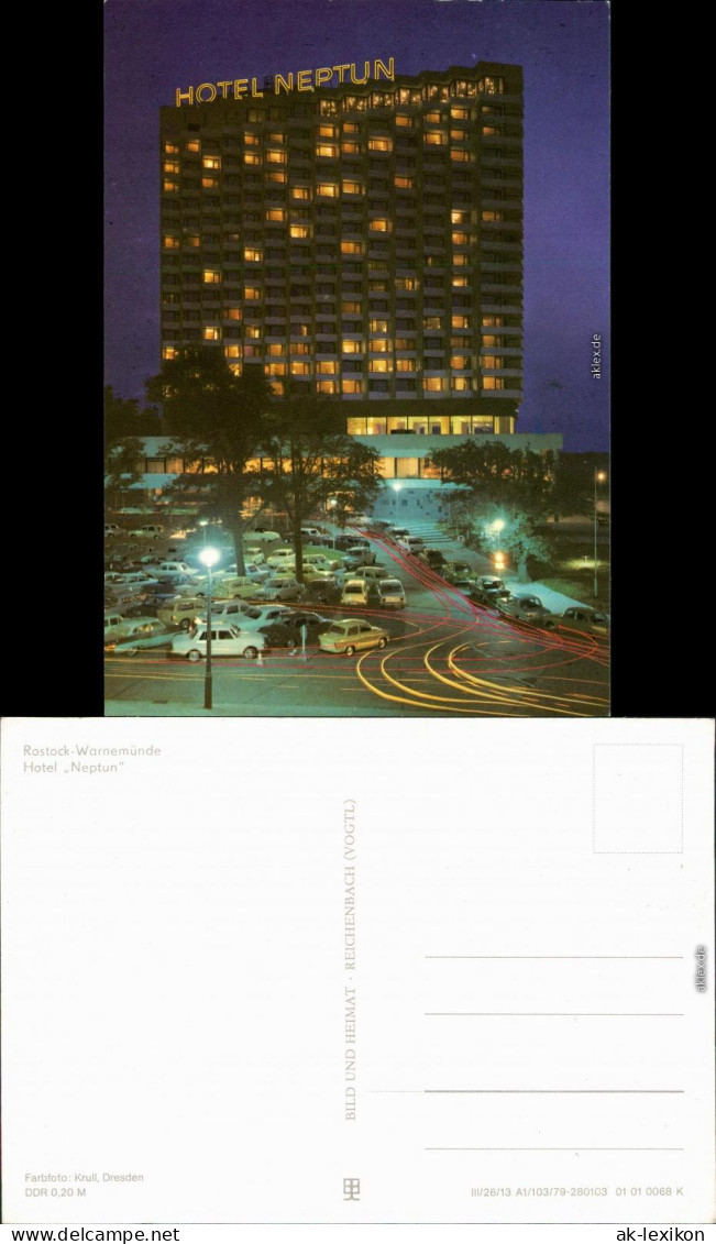 Ansichtskarte Warnemünde-Rostock Hotel Neptun - In Der Nacht 1979 - Rostock