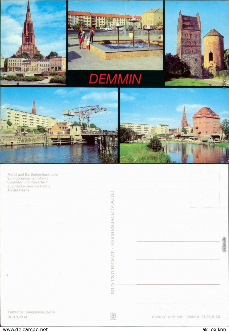 Ansichtskarte Demmin Markt Und Zugbrücke über Die Peene, An Der Peene 1981 - Demmin