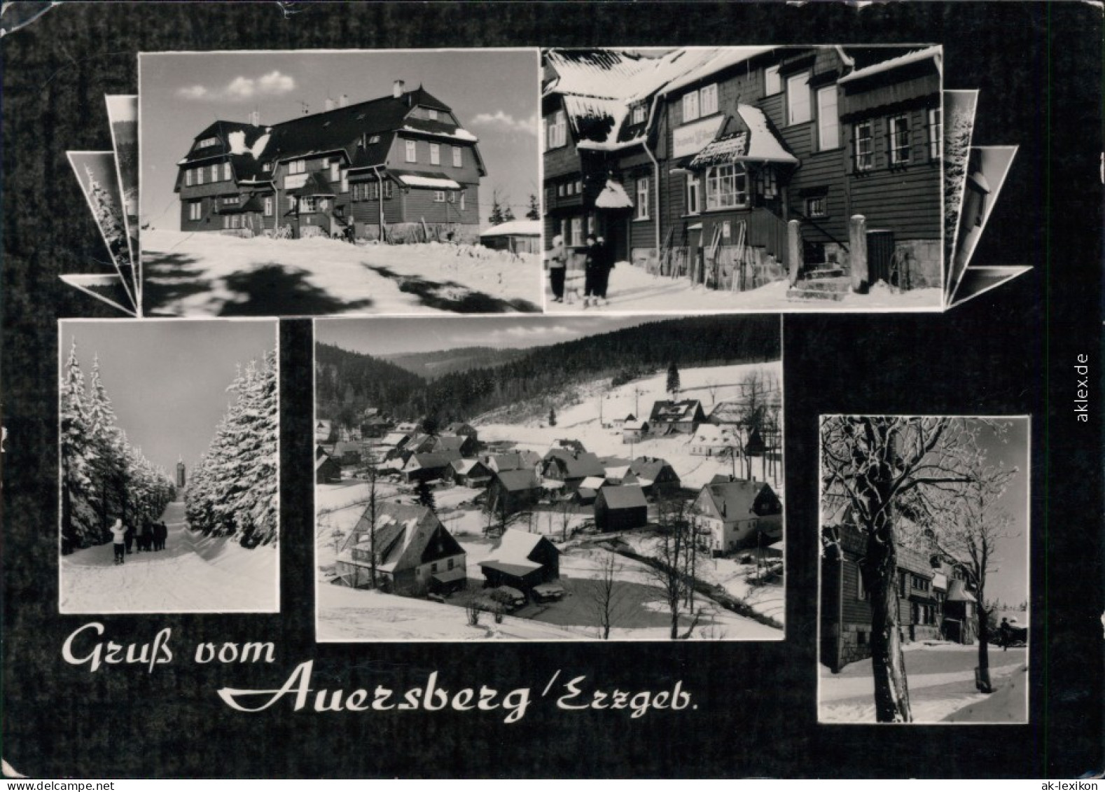 Auersberg (Erzgebirge) Panorama-Ansicht, Häuseransicht, Wanderweg 1964 - Sonstige & Ohne Zuordnung