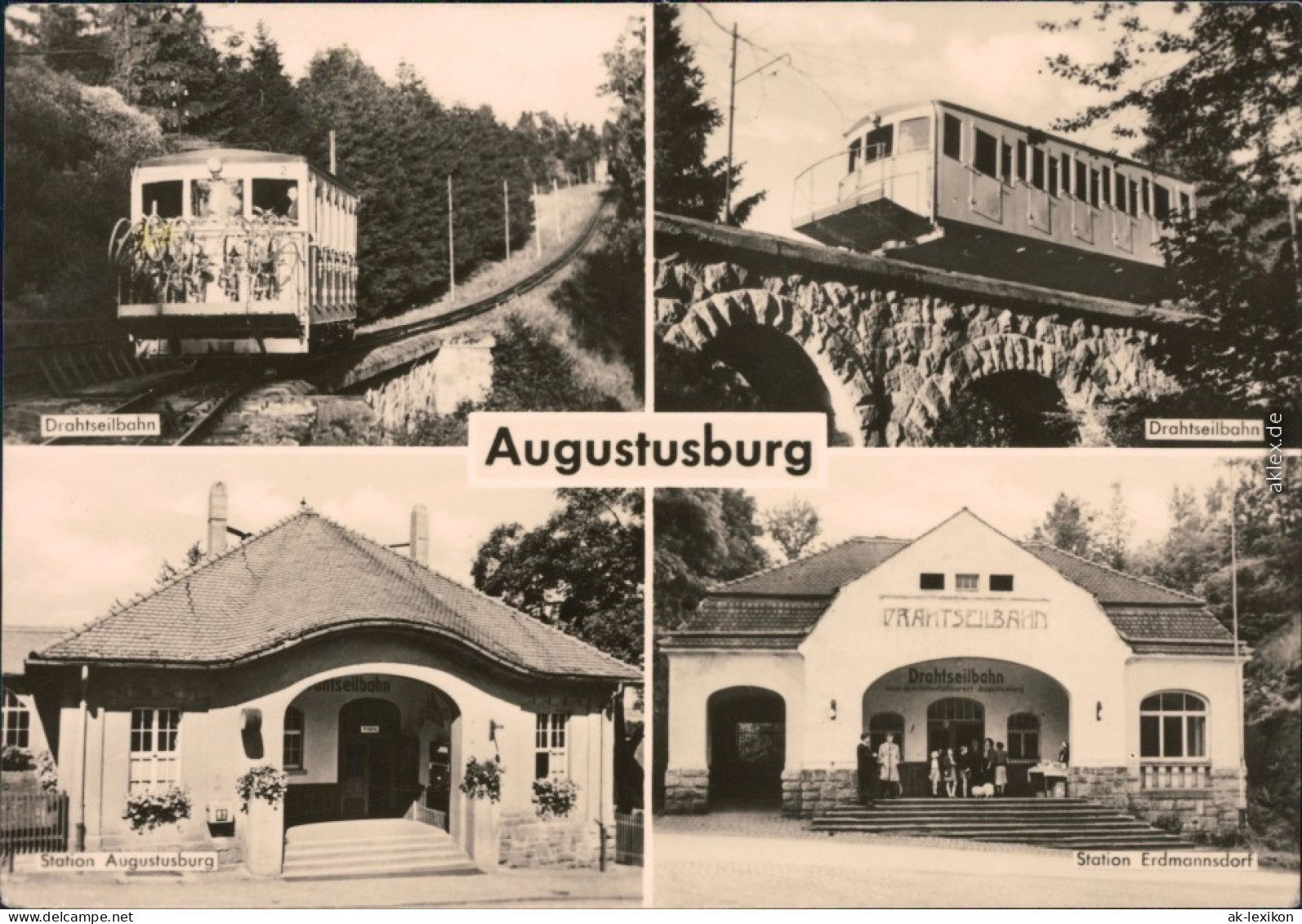 Augustusburg Drahtseilbahn, Station Augustusburg, Station Erdmannsdorf 1960 - Augustusburg