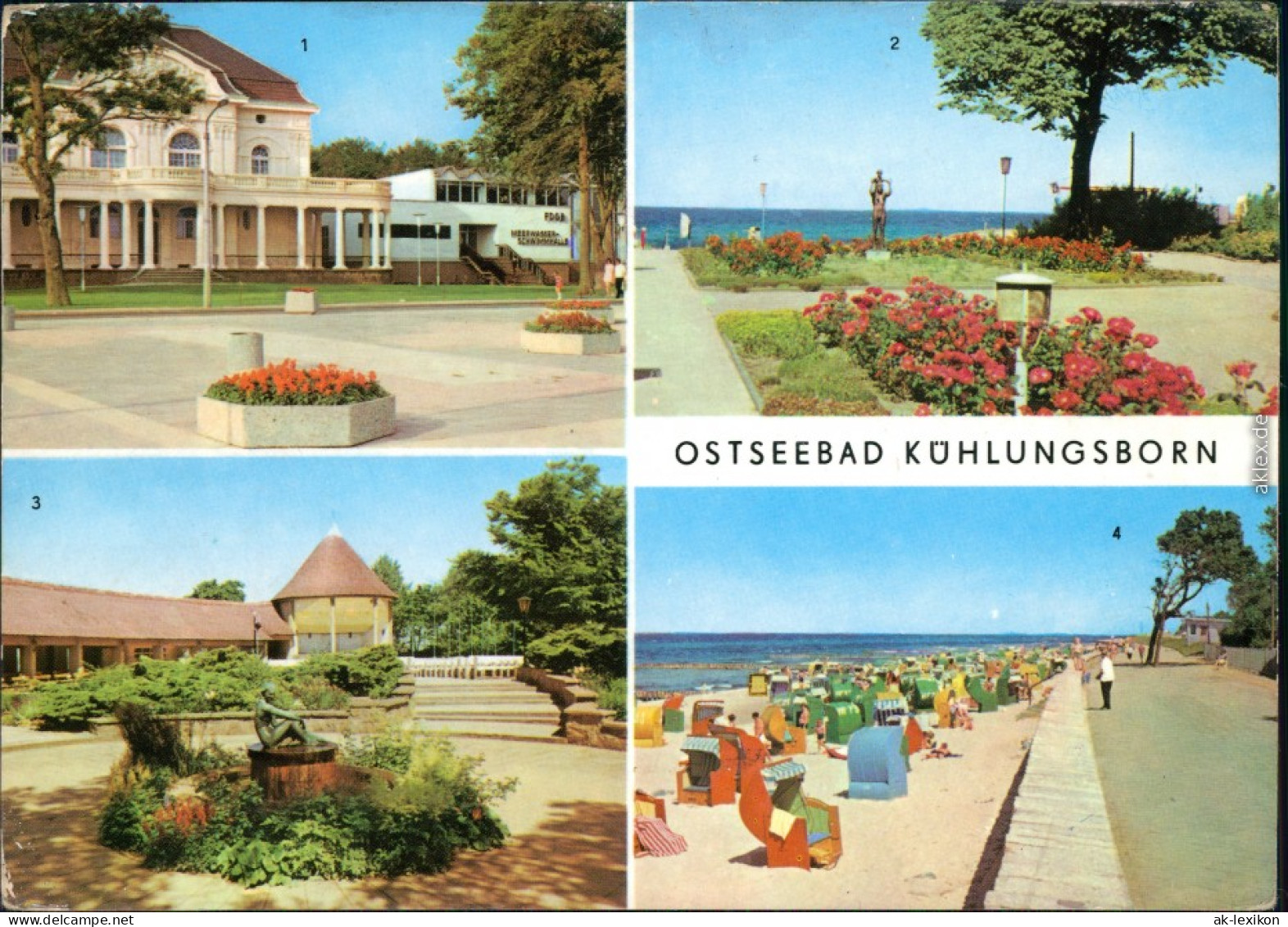 Ansichtskarte Kühlungsborn Meerwasserschwimmhalle, Strand, Konzertgarten 1976 - Kühlungsborn
