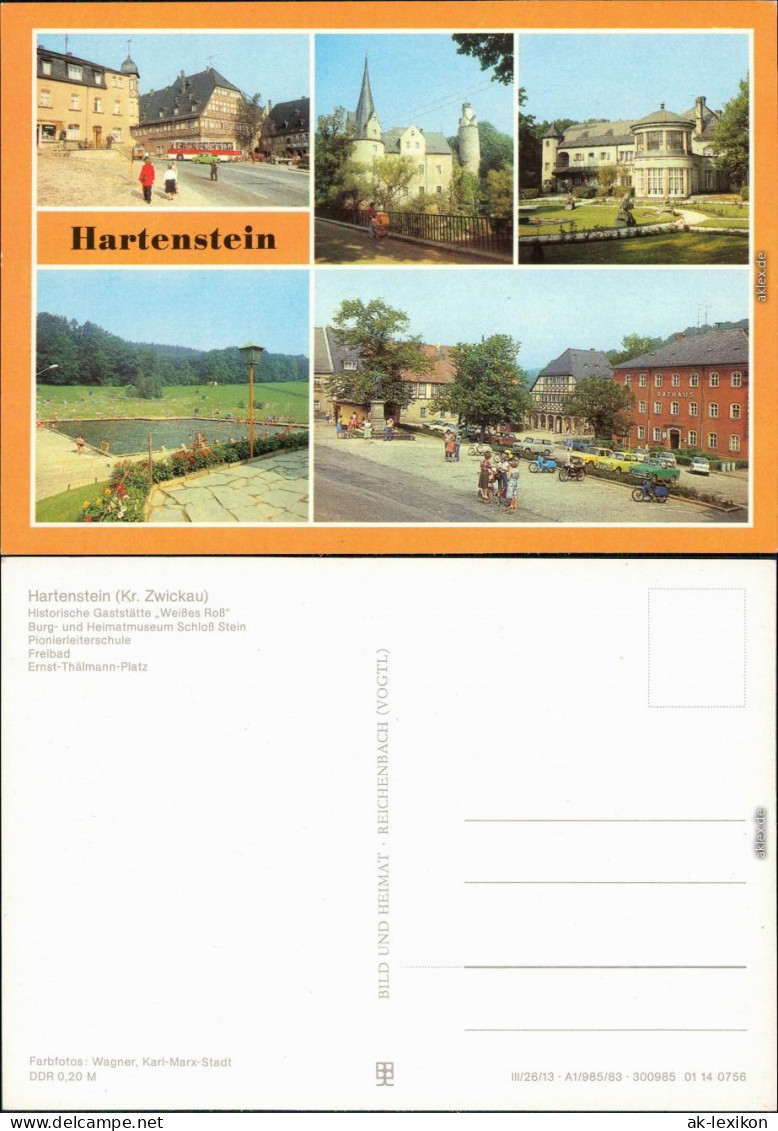 Hartenstein (Sachsen) Historische Gaststätte Wewißes Roß Thälmann-Platz 1983 - Hartenstein