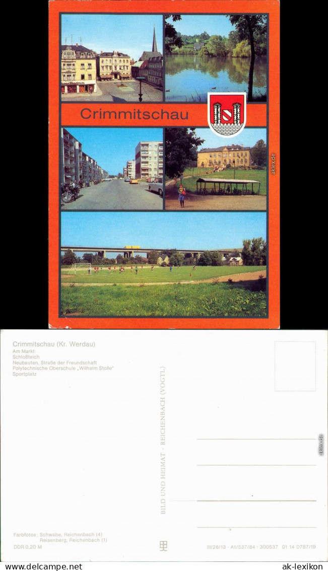 Crimmitschau Markt, Schloßteich, Neubauten - Straße Der  Sportplatz 1984 - Crimmitschau