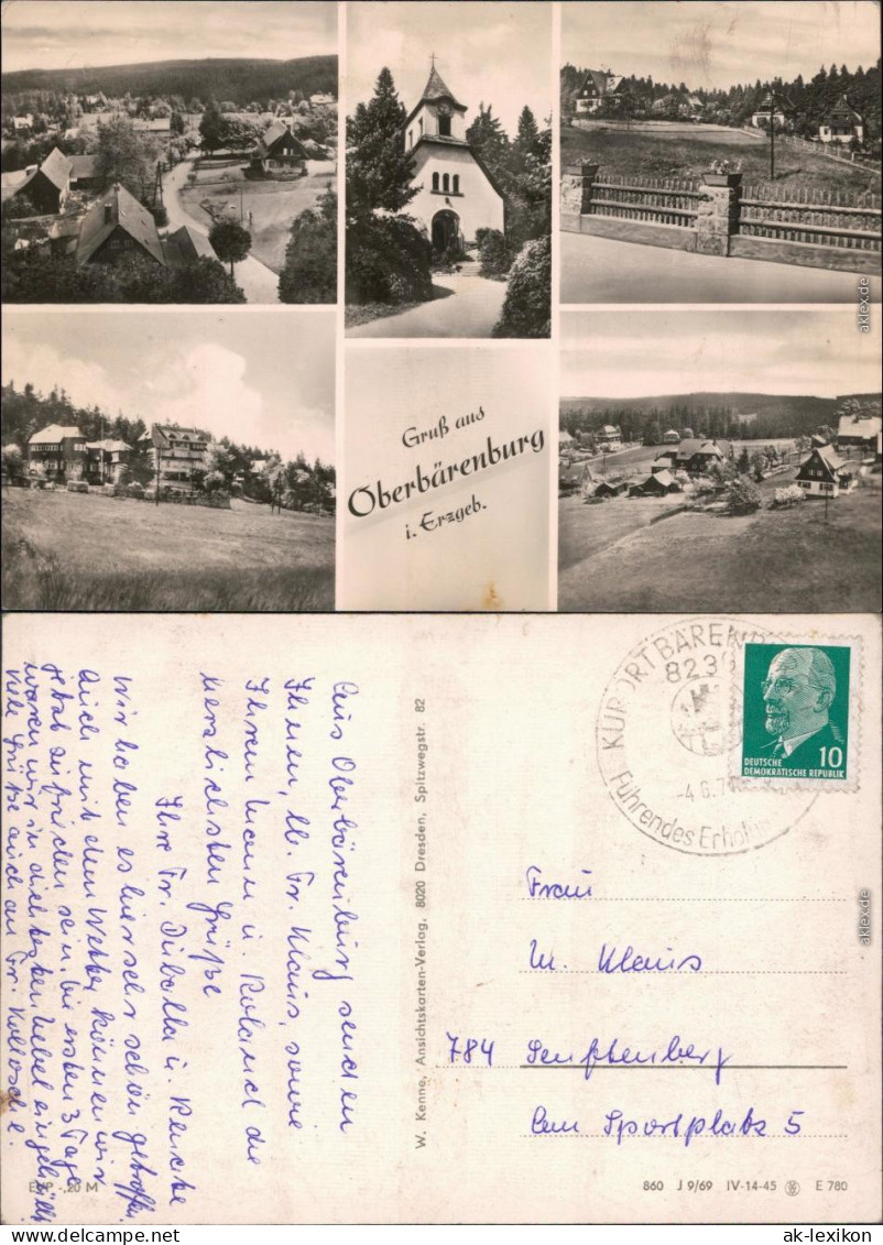 Ansichtskarte Oberbärenburg-Altenberg (Erzgebirge) Überblick, Kapelle 1969 - Altenberg