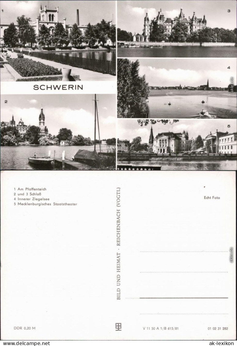 Schwerin Pfaffenteich, Schloß, Innerer Ziegelsee, Staatstheater 1981 - Schwerin