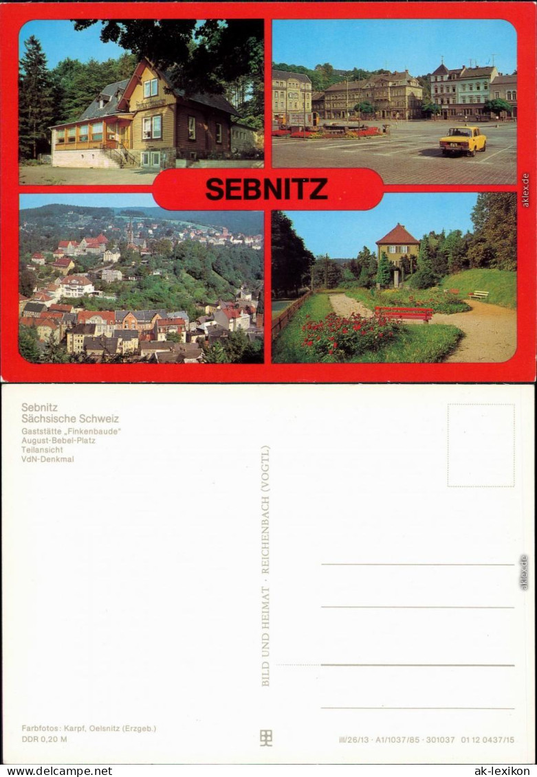 Sebnitz Gaststätte "Finkenbaude", August-Bebel-Platz, VdN-Denkmal 1985 - Sebnitz