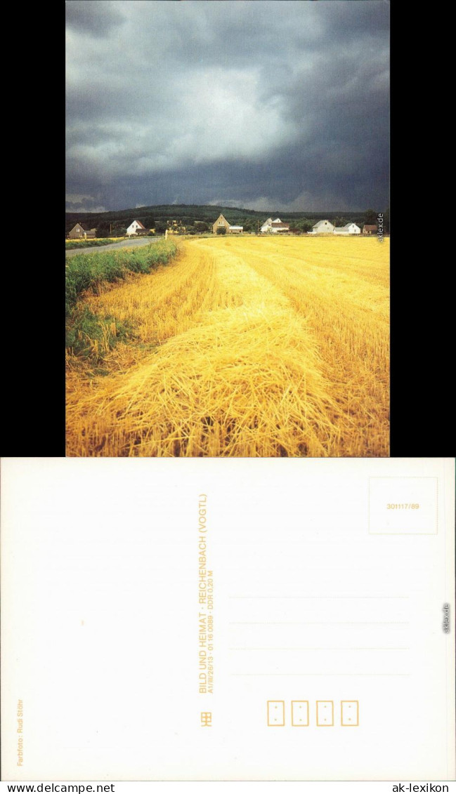 Ansichtskarte  Geerntetes Feld Mit Ortschaft, Stimmungsbild 1989 - Unclassified