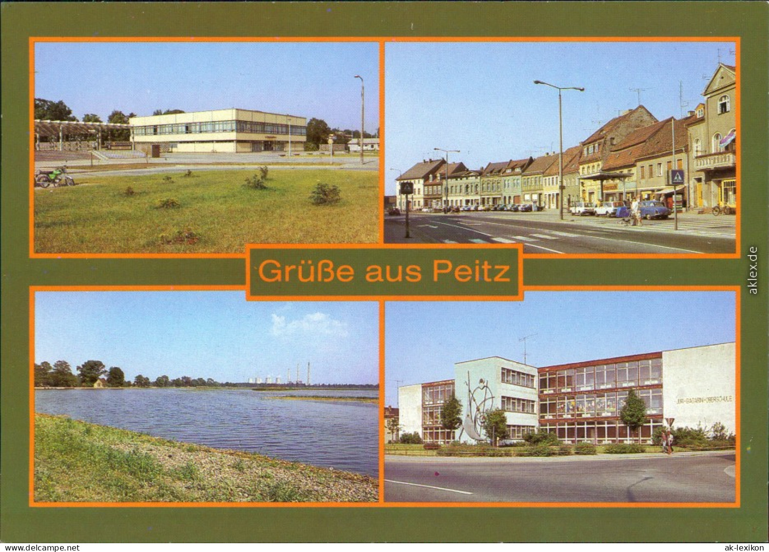 Peitz  HO-Gaststätte, Hauptstraße, Fischteich, Juri-Gagarin-Oberschule 1985 - Peitz