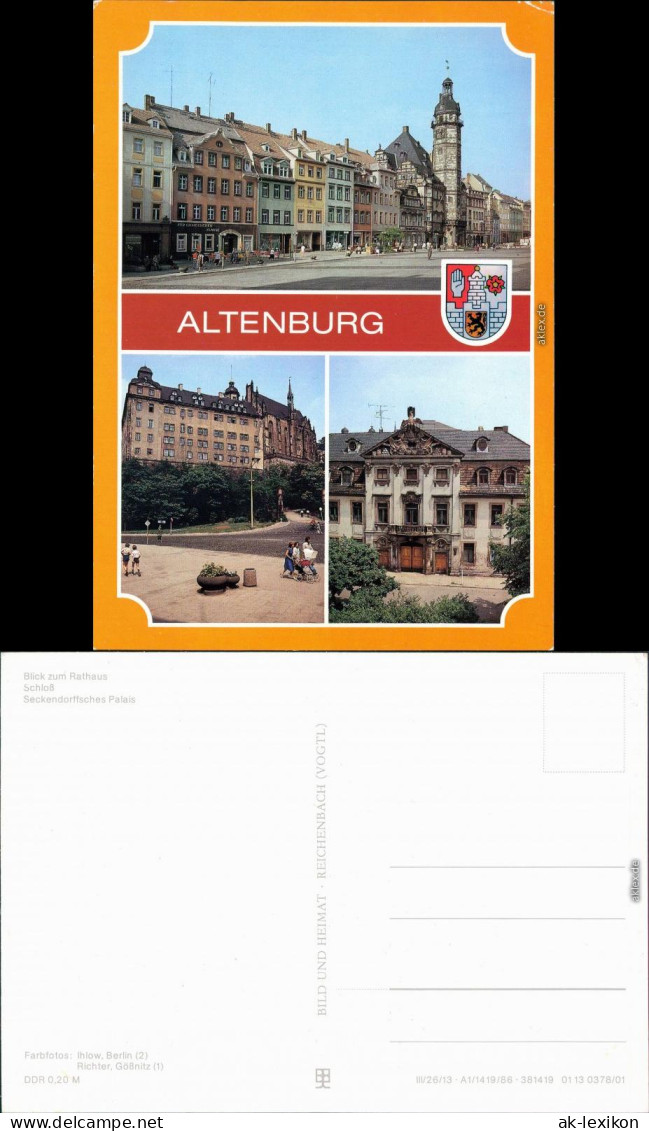 Ansichtskarte Altenburg Rathaus, Schloß, Seckendorffsches Palais 1986 - Altenburg