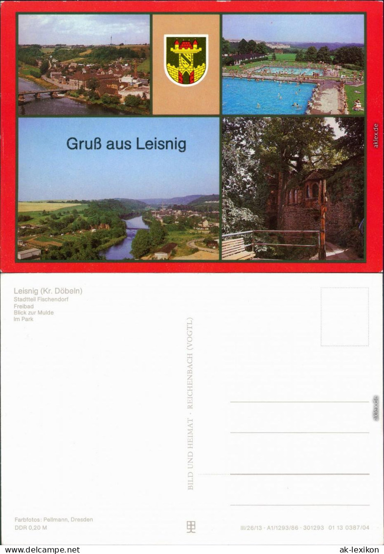 Ansichtskarte Leisnig OT Fischendorf, Freibad, Mulde, Park 1986 - Leisnig