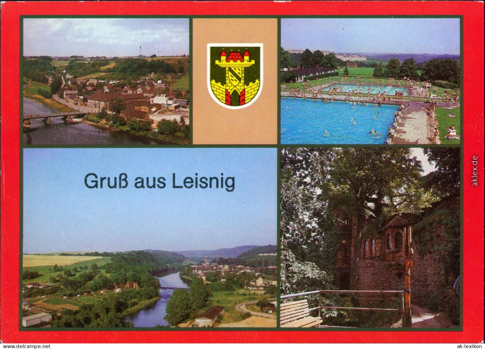 Ansichtskarte Leisnig OT Fischendorf, Freibad, Mulde, Park 1986 - Leisnig