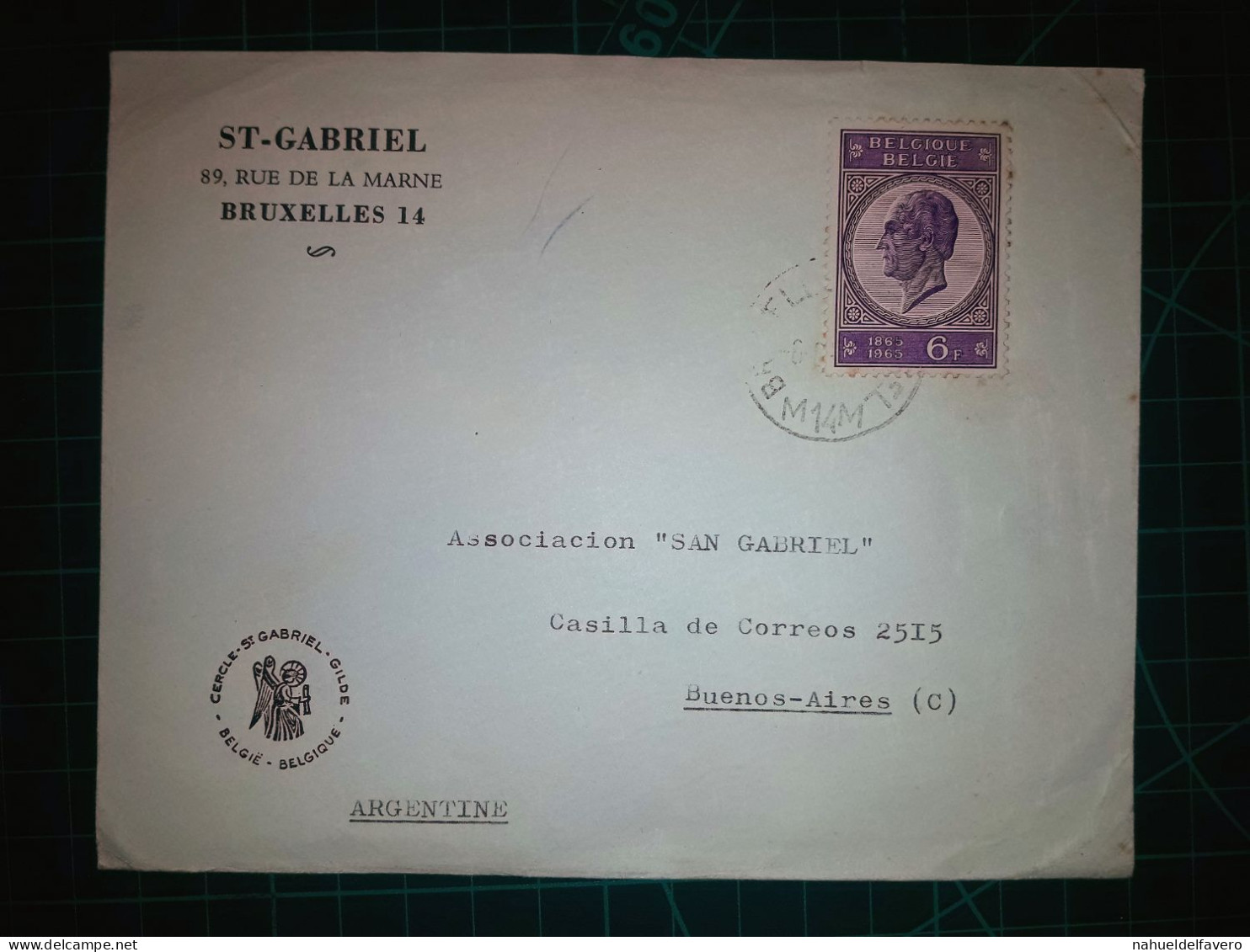 RÉPUBLIQUE DE BELGIQUE, Enveloppe Appartenant à "ST Gabriel" Distribuée à Buenos Aires, Argentine. Année 1965. - Oblitérés