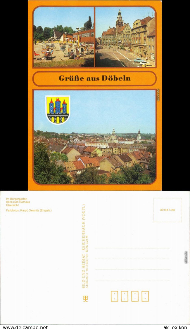 Ansichtskarte Döbeln Bürgergarten, Rathaus, Panorama-Ansicht 1986 - Doebeln