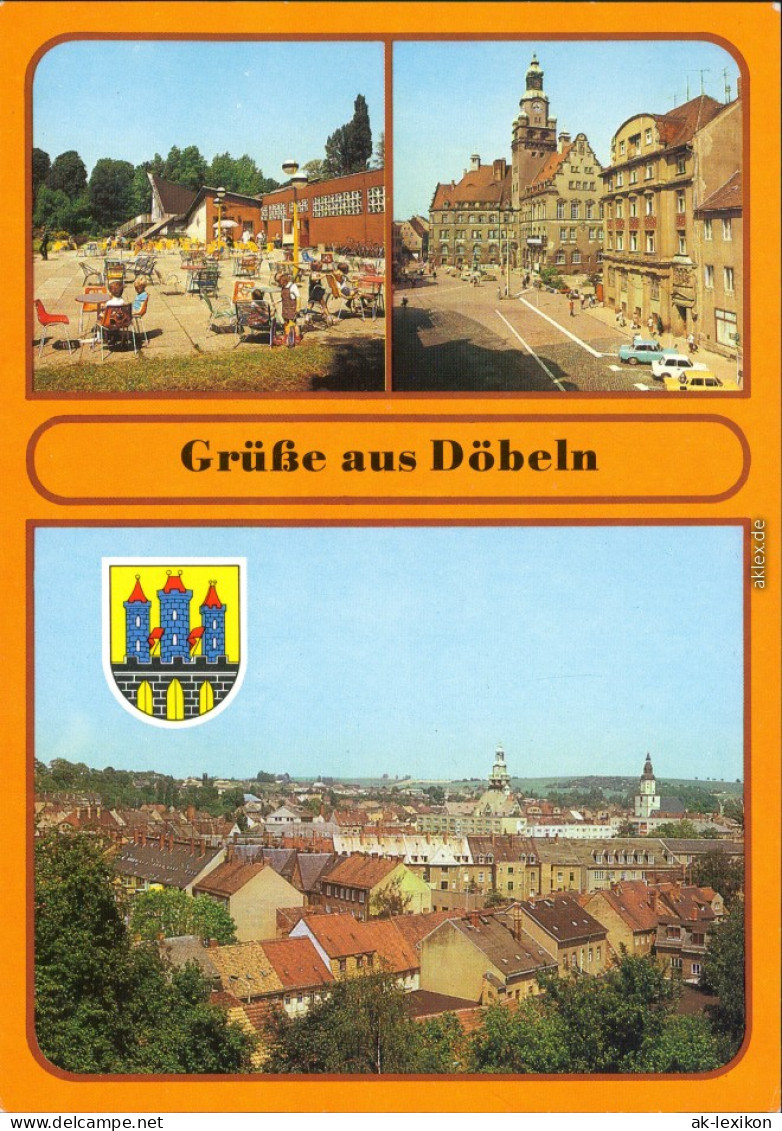 Ansichtskarte Döbeln Bürgergarten, Rathaus, Panorama-Ansicht 1986 - Doebeln