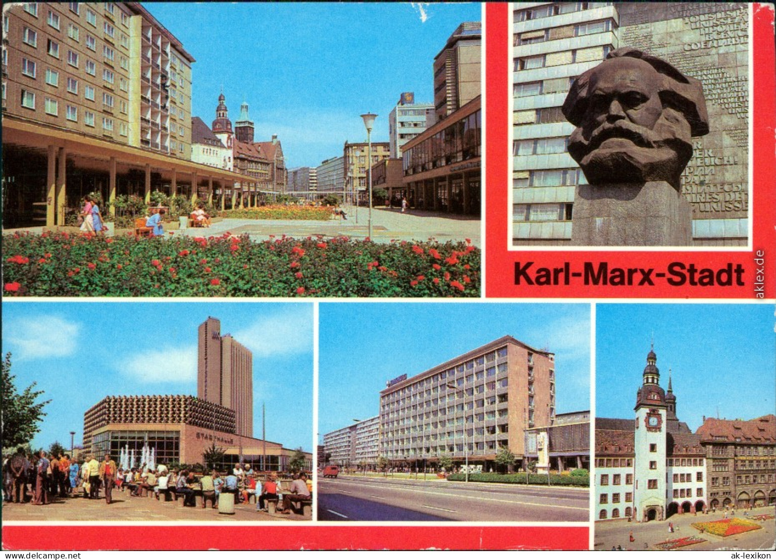 Chemnitz Karl-Marx-Stadt Rosenhof, Karl-Marx-Monument Interhotel "Kongreß" 1980 - Chemnitz