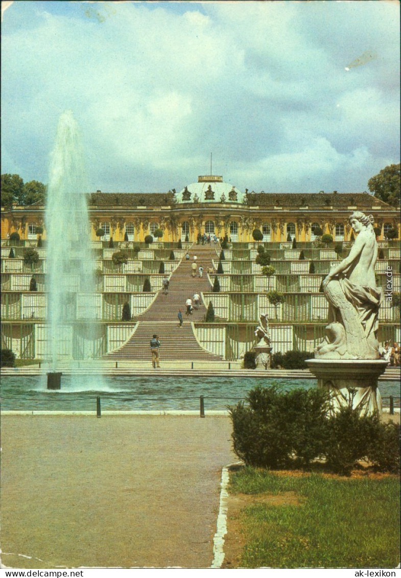 Ansichtskarte Potsdam Schloss Sanssouci Mit Terrassenanlage Und Fontäne 1984 - Potsdam