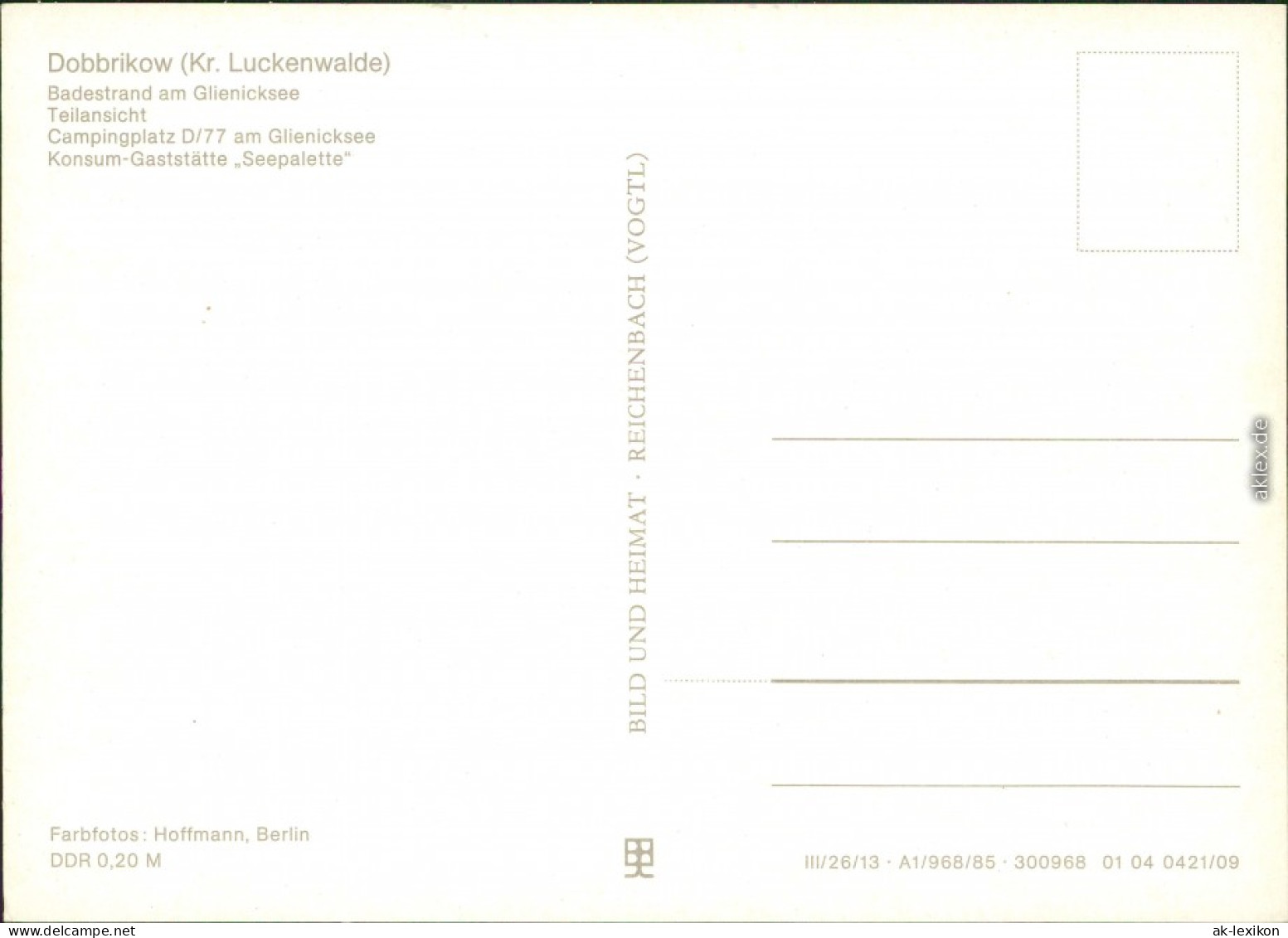 Dobbrikow Nuthe Urstromtal Badestelle Am Glienicksee, T  1985 - Andere & Zonder Classificatie