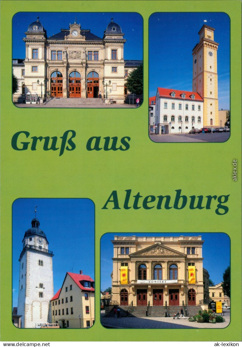 Ansichtskarte Altenburg Bahnhof, Kunstturm, Nicolaiturm, Theater 1995 - Altenburg