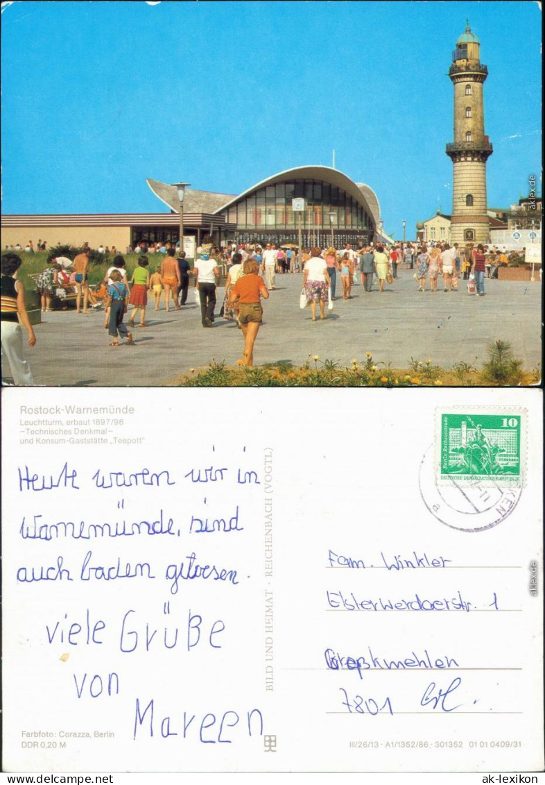 Ansichtskarte Warnemünde-Rostock Gaststätte Teepott Und Leuchtturm 1982 - Rostock