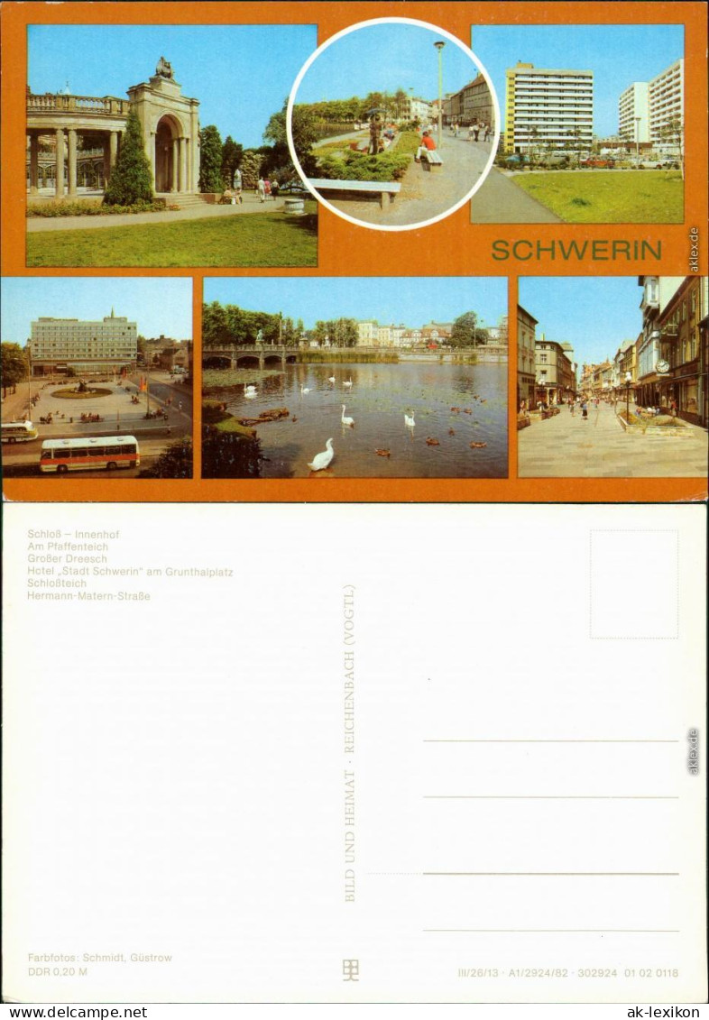 Schwerin Schloß  Innenhof, Pfaffenteich Hotel Stadt  Hermann-Matern-Straße 1982 - Schwerin