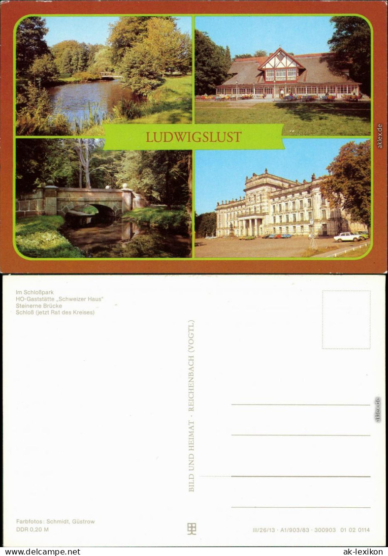 Ludwigslust Schloßpark, HO-Gaststätte Schweizer Haus, Steinerne Brücke 1983 - Ludwigslust
