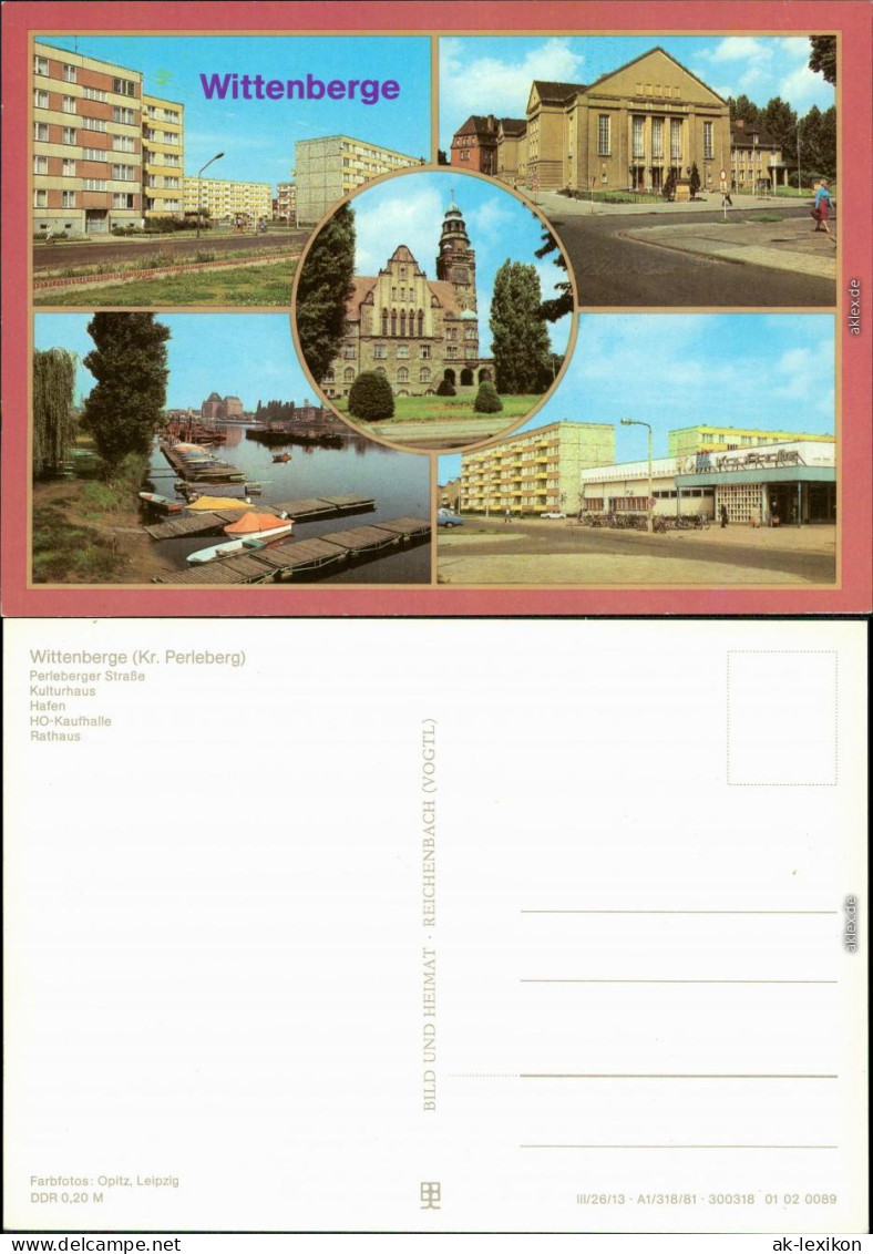 Wittenberge Perleberger Straße, Kulturhaus, Hafen, HO-Kaufhalle, Rathaus 1981 - Wittenberge