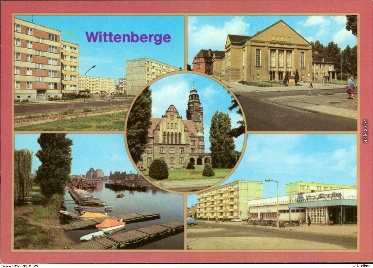 Wittenberge Perleberger Straße, Kulturhaus, Hafen, HO-Kaufhalle, Rathaus 1981 - Wittenberge