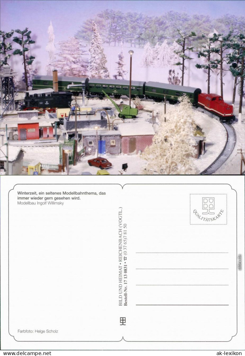 Ansichtskarte  Modelleisenbahn - Winterlandschaft 1999 - Trains