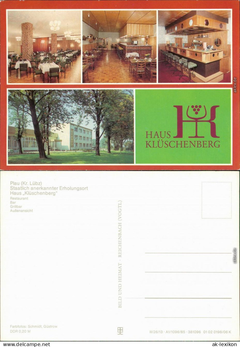 Plau (am See) Haus Klüschenberg - Restaurant, Bar, Grillbar, Außenansicht 1985 - Plau