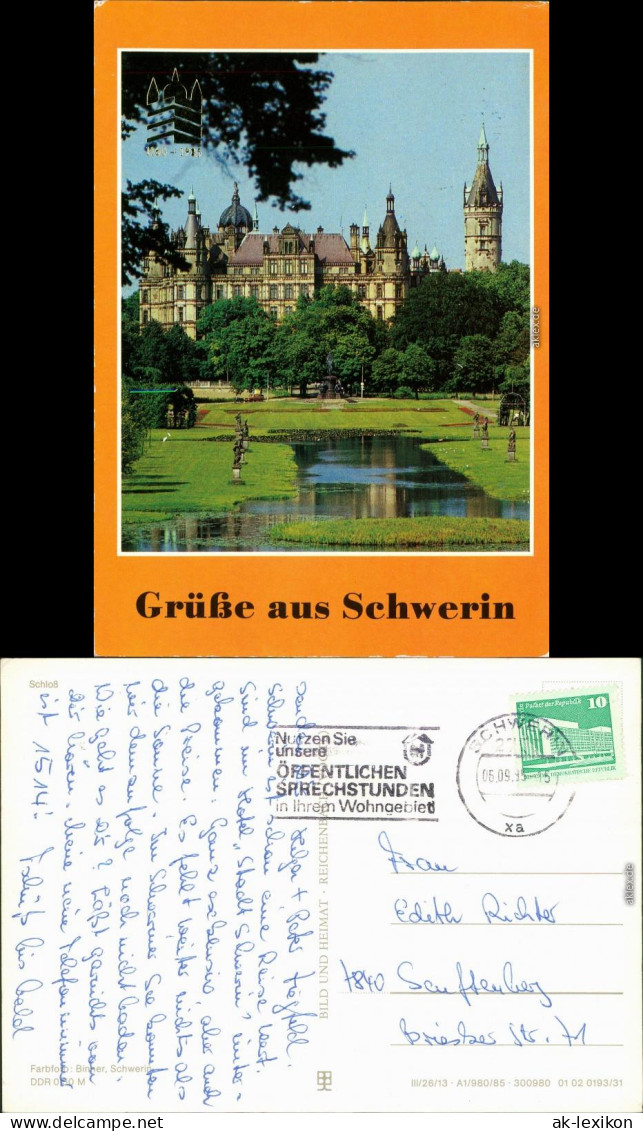 Ansichtskarte Schwerin Grüße Aus... Schweriner Schloss 1985 - Schwerin