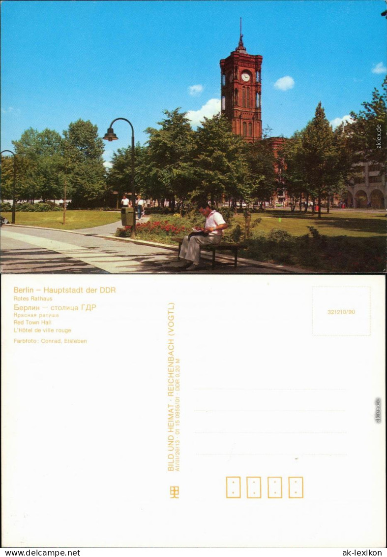 Ansichtskarte Mitte-Berlin Rotes Rathaus 1990 - Mitte