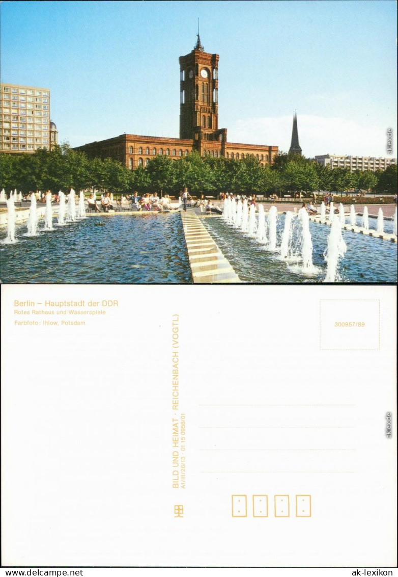 Ansichtskarte Ansichtskarte Mitte-Berlin Rotes Rathaus Und Wasserspiele 1989 - Mitte