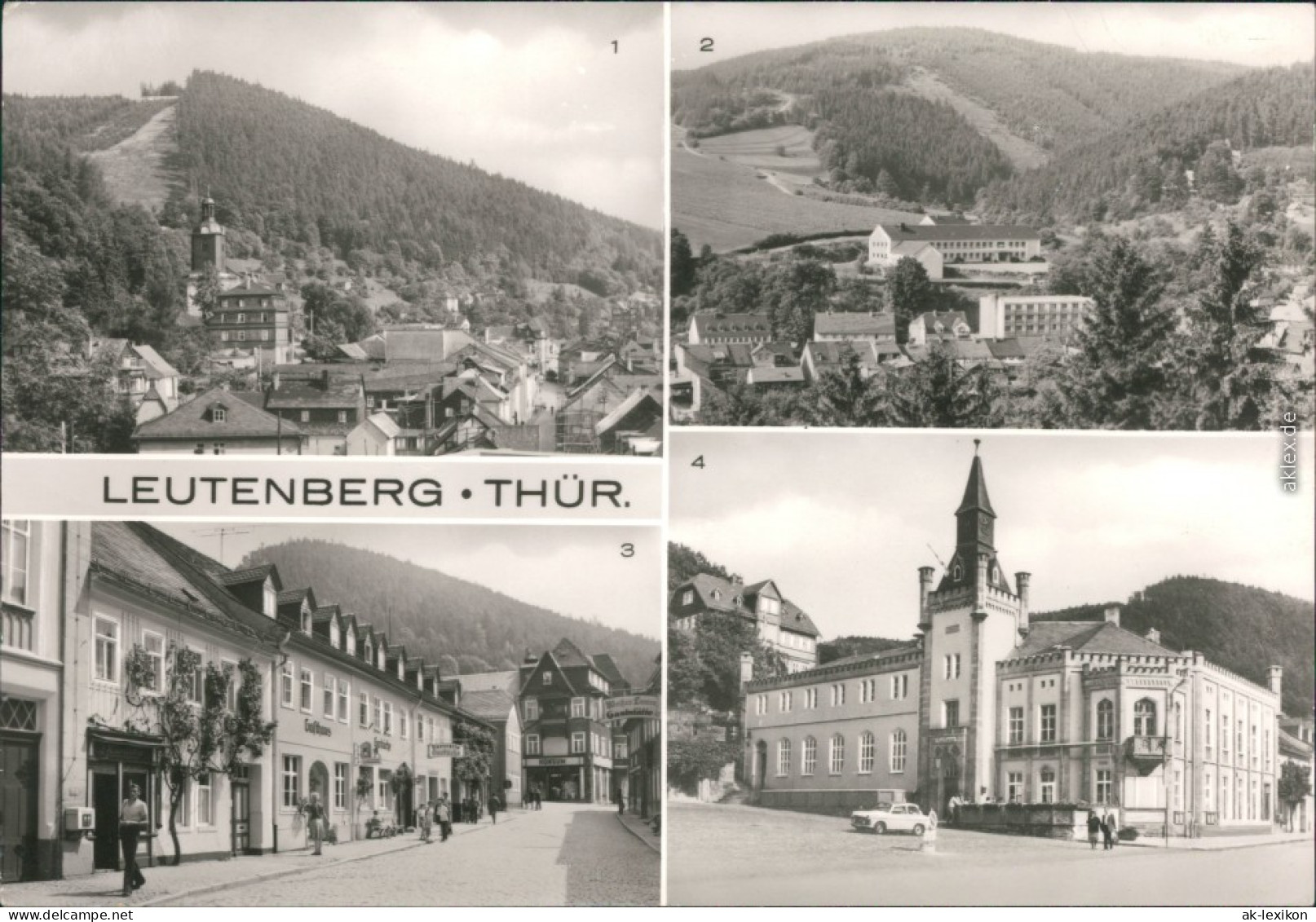 Leutenberg Panorama, Ernst-Thälmann-Oberschule, Hauptstraße, Rathaus 1983 - Leutenberg