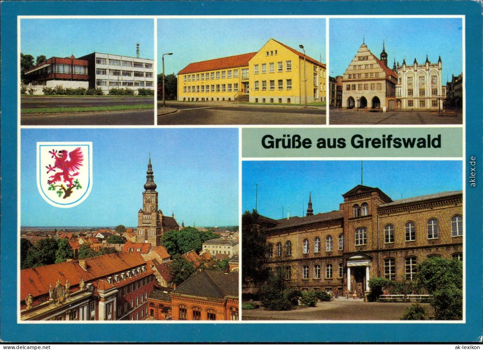 Greifswald Neue Mensa, Haus Der Gewerkschaft, Rathaus Und Ratsapotheke   1987 - Greifswald