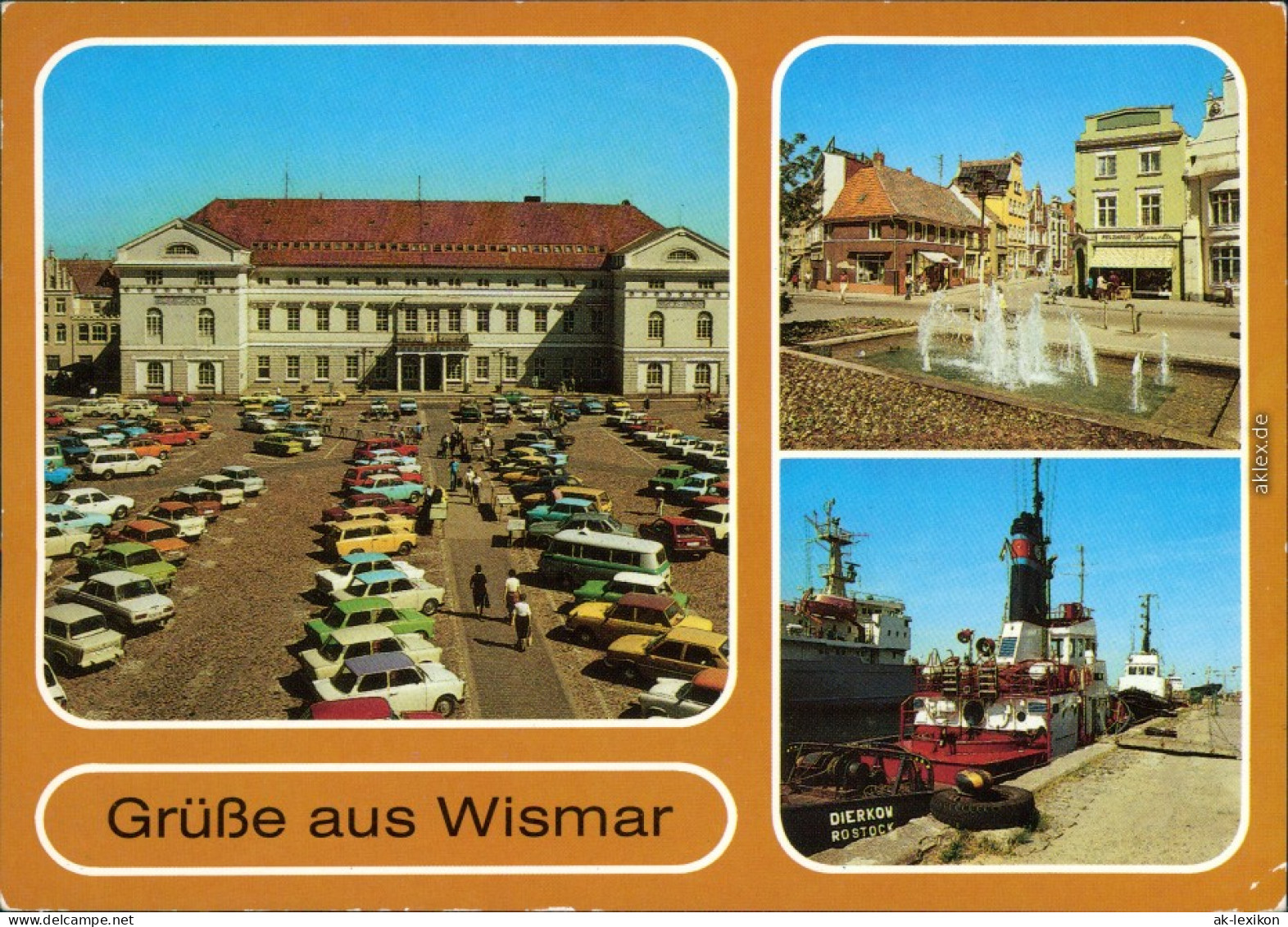 Wismar Marktplatz Mit Rathaus,   Der Krämerstraße, Schlepper Am Kai 1988 - Wismar