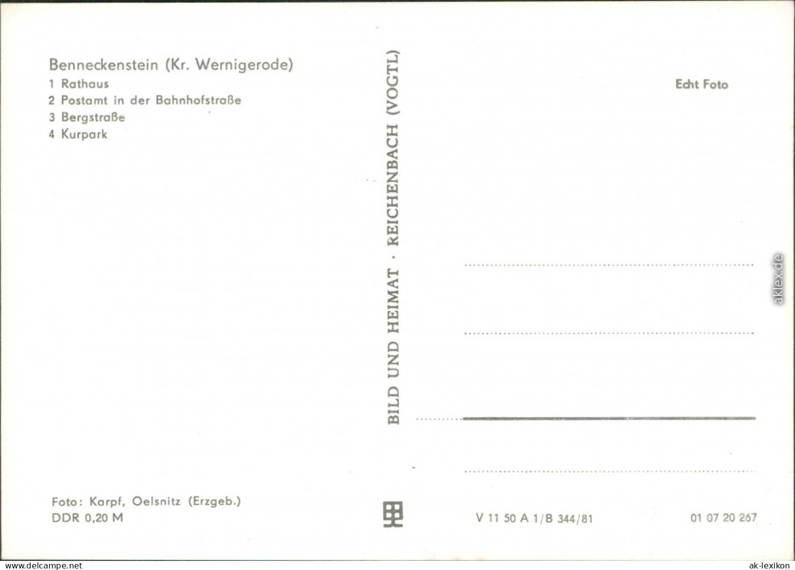 Ansichtskarte Benneckenstein Rathaus, Postamt, Bergstraße, Kurparkt 1981 - Sonstige & Ohne Zuordnung