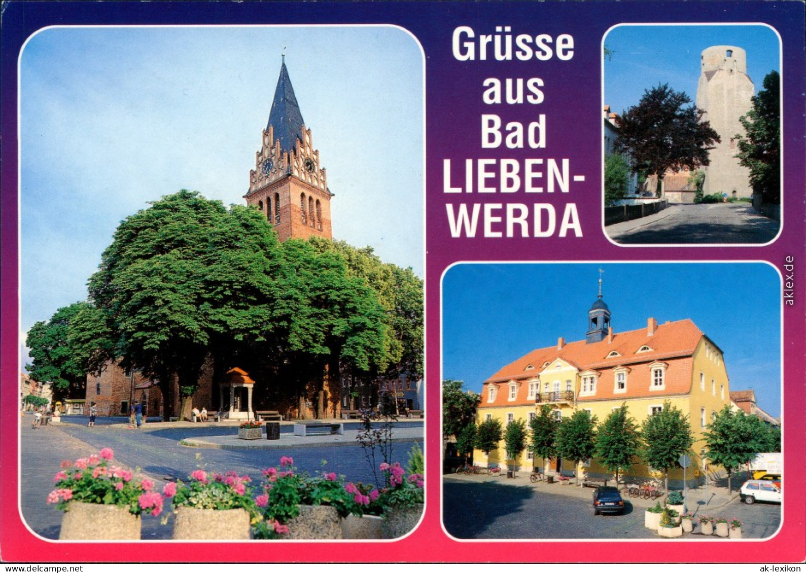 Ansichtskarte Bad Liebenwerda Ev. Kirche, Lubwartturm, Rathaus 2000 - Bad Liebenwerda