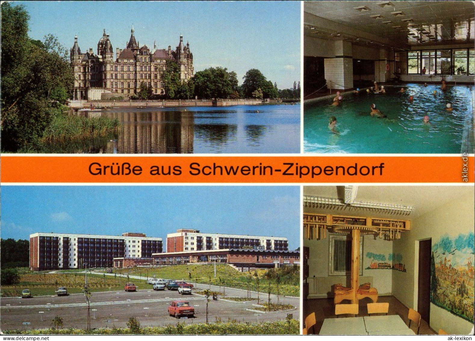 Schwerin FDGB-Erholungsheim "Fritz Reuter",  Schloss, Schwimmhalle,  1986 - Schwerin