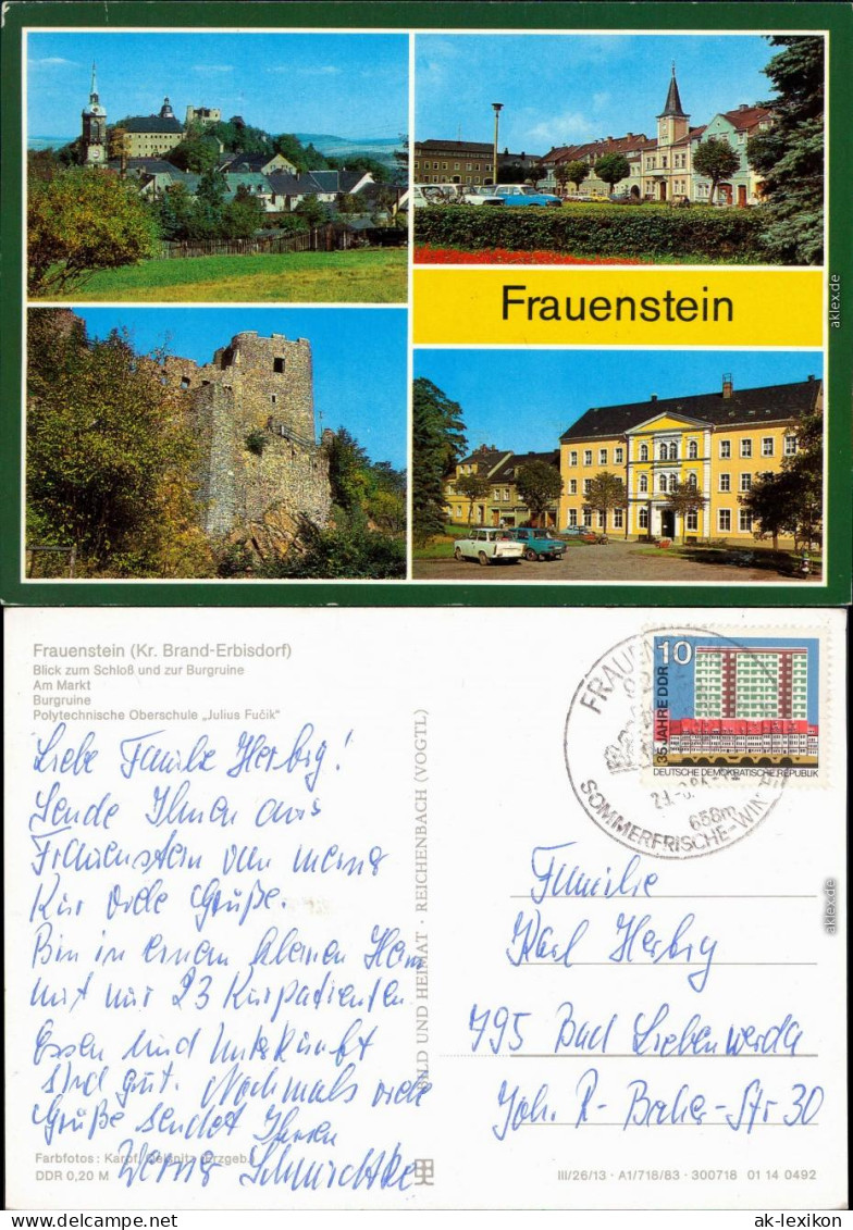 Frauenstein Erzgebirge Schloß Und Burgruine, Am Markt, Oberschule G1983 - Frauenstein (Erzgeb.)