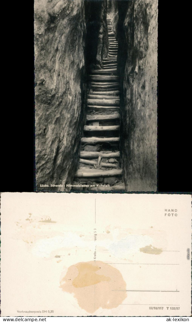 Ansichtskarte Kirnitzschtal Kuhstall, Himmelsleiter - Sächsische Schweiz 1957 - Kirnitzschtal