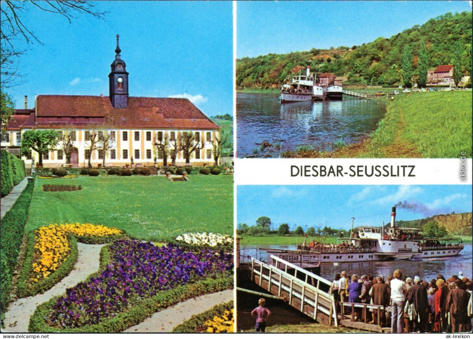 Diesbar (Elbe)-Nünchritz (Elbe) Rathaus, Fähre, Bootsanlegestelle 1980 - Diesbar-Seusslitz