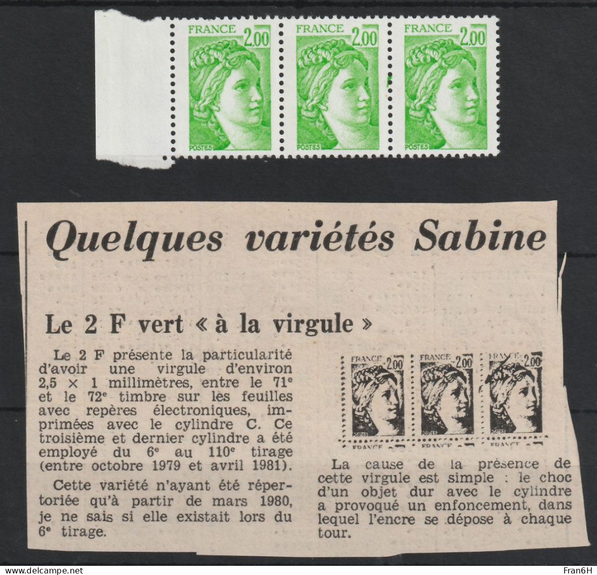 YT N° 1977 Variété à La Virgule - Neufs ** - MNH - Rare - 1977-1981 Sabine De Gandon